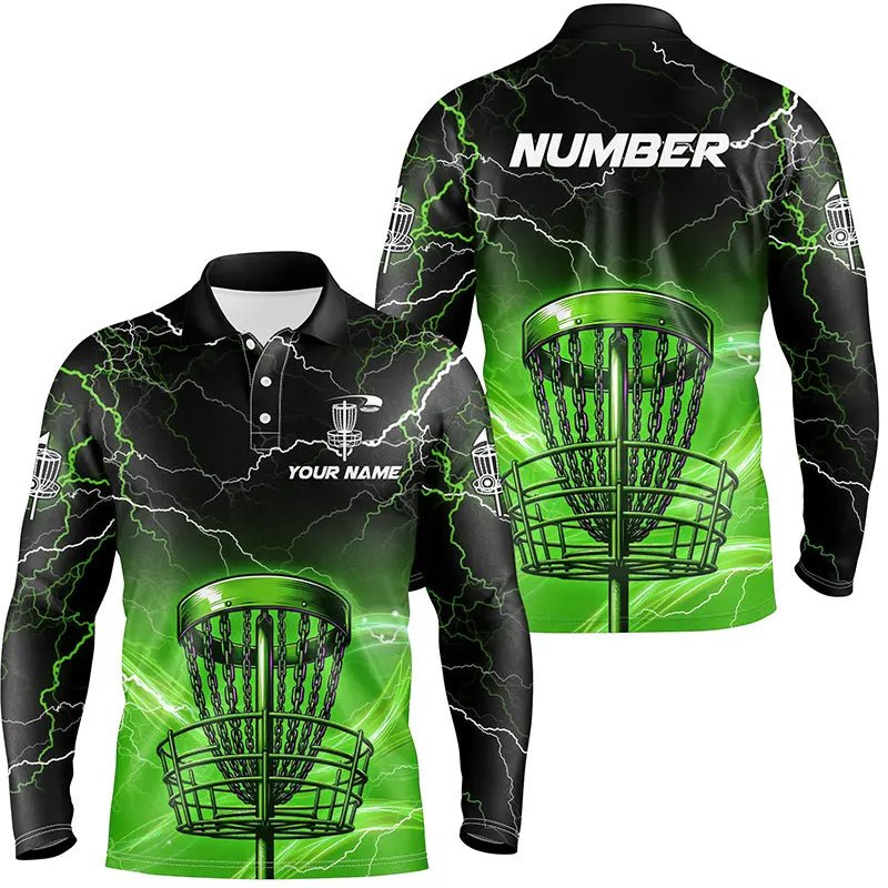 Grünes Licht Blitz Donner Disc Golf Korb Herren Polo Shirts Maßgeschneiderte Disc Golf Oberteile für Herren N7414 - Climcat