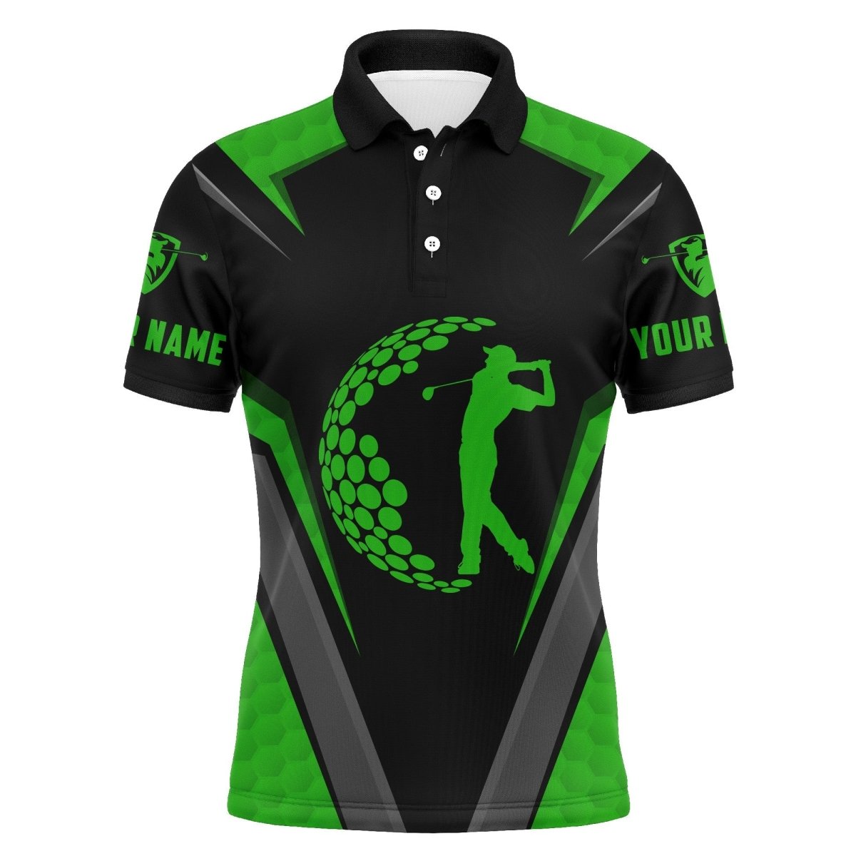 Grünes schwarzes Langarm-Golfpoloshirt, Golftshirts für Herren, individuelle Geschenke für Golfliebhaber N3331 - Climcat