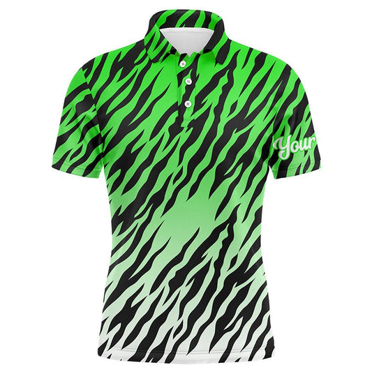 Grünes Tigerstreifenmuster Herren Golf Polo Shirt, individuelle Golfbekleidung für Männer, beste Golfgeschenke N7109 - Climcat