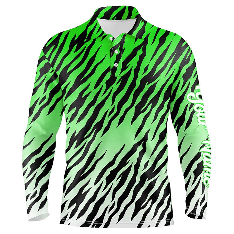 Grünes Tigerstreifenmuster Herren Golf Polo Shirt, individuelle Golfbekleidung für Männer, beste Golfgeschenke N7109 - Climcat