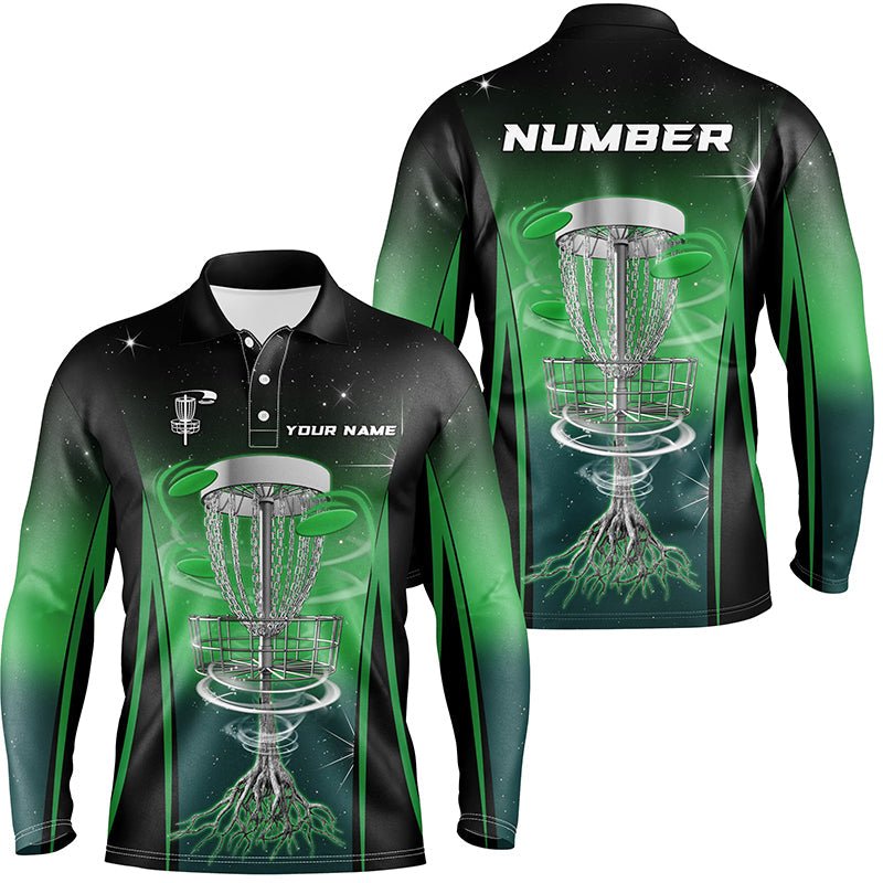 Grünes Verlaufslight Herren Disc Golf Polo Shirt | Individuelles Frisbee Golf Outfit | Herren Disc Golf Bekleidung N7359 - Climcat