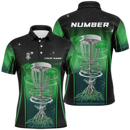 Grünes Verlaufslight Herren Disc Golf Polo Shirt | Individuelles Frisbee Golf Outfit | Herren Disc Golf Bekleidung N7359 - Climcat