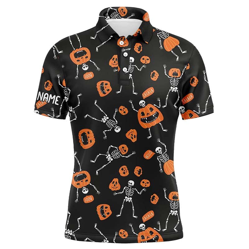 Gruselige Skelett Halloween Golfshirts für Herren - Horror Kürbis Golf Geschenke für Halloween Liebhaber L0297 - Climcat