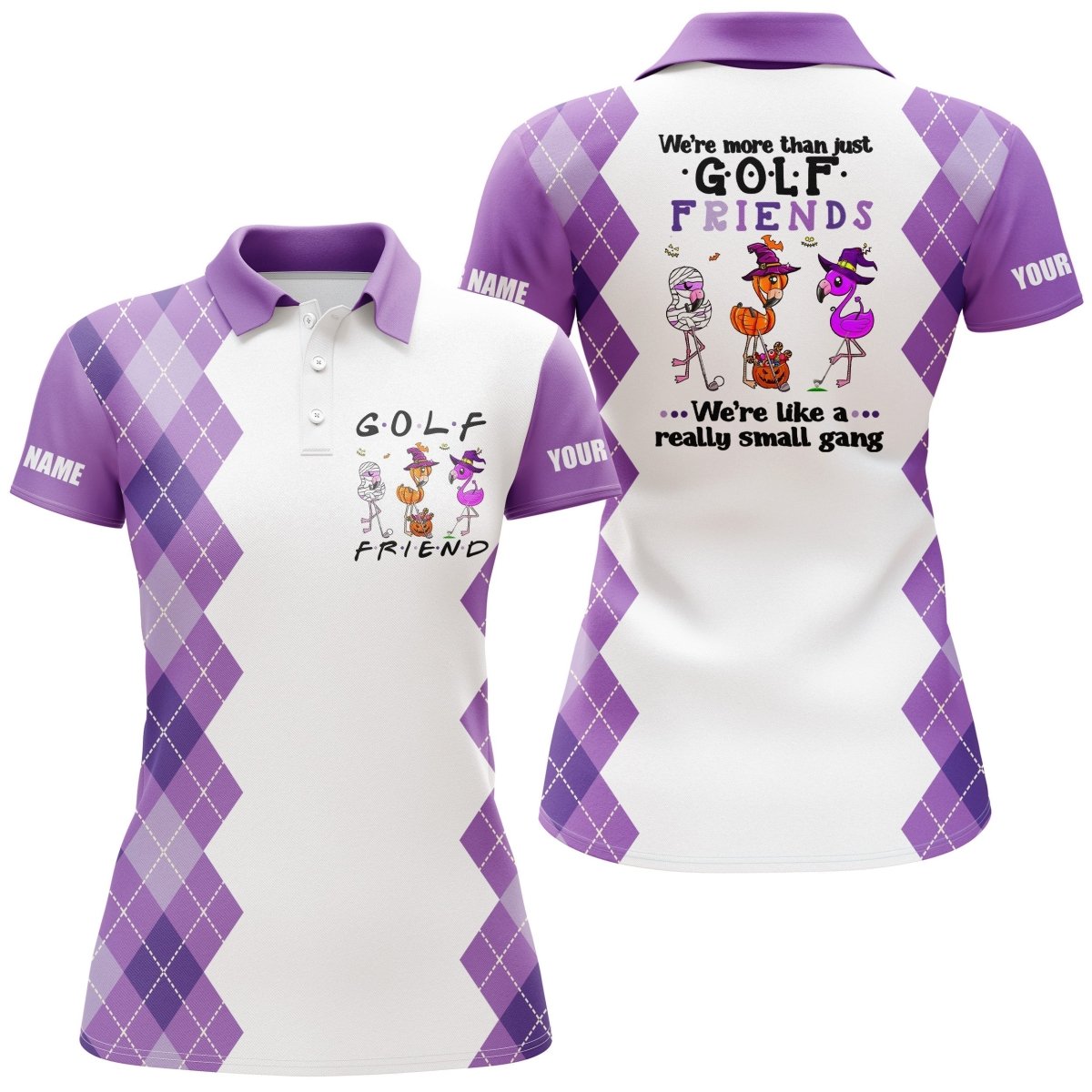 Halloween Flamingo Golfshirt individuell - Wir sind mehr als nur Golf-Freunde, wir sind wie eine wirklich kleine Gang N3840 - Climcat