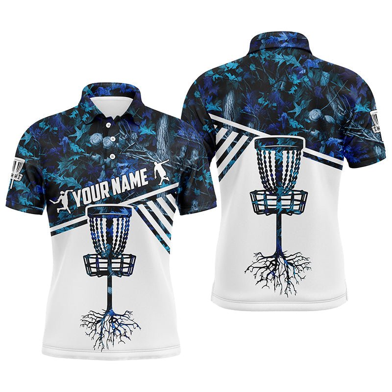 Herren Disc Golf Polo Shirt Blau Camo Personalisiertes Disc Golf Team Shirt, Disc Golf Geschenke N4304 - Climcat