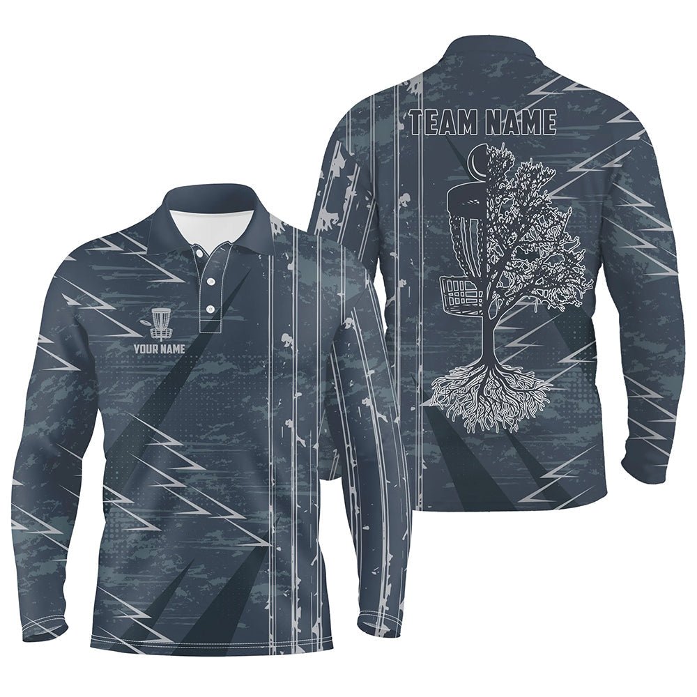 Herren Disc Golf Polo-Shirt, individuell gestaltet, blau, Vintage-Team Disc Golf Trikot, Disc Golf Korb Outfit für Männer N6176 - Climcat