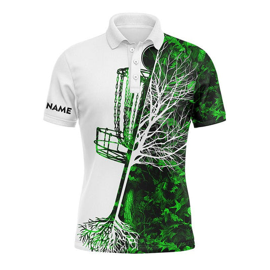 Herren Disc Golf Polo-Shirt individueller Name grün Camouflage Disc Golf Korb, personalisierte Disc Golf Shirts N4632 - Climcat