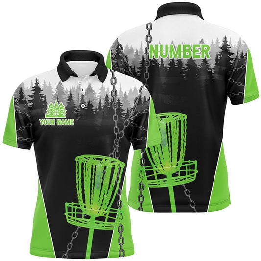 Herren Disc Golf Polo Shirts individuelle schwarze Chain Disc Golf Trikots, Frisbee Golf Outfit | Grün N7518 - Climcat