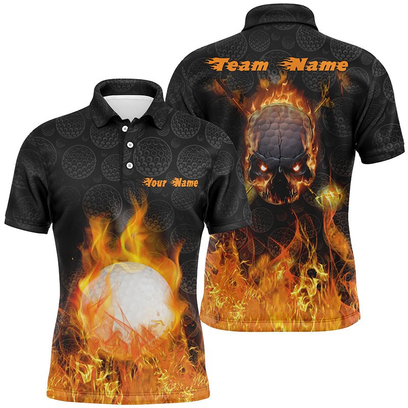 Herren Feuer Flamme Golf Polo Shirts Personalisiert Orange Schädel Golf Shirts Für Männer, Beste Golf Geschenke L0175 - Climcat