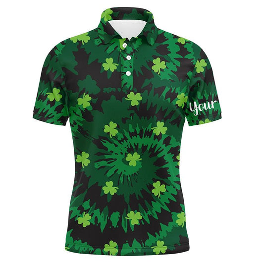 Herren Golf Polo Shirt im Tie-Dye-Stil Grün Kleeblatt St. Patrick's Day Individuelle Herren Golfshirts Golf-Geschenke L1254 - Climcat