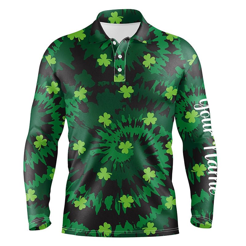 Herren Golf Polo Shirt im Tie-Dye-Stil Grün Kleeblatt St. Patrick's Day Individuelle Herren Golfshirts Golf-Geschenke L1254 - Climcat