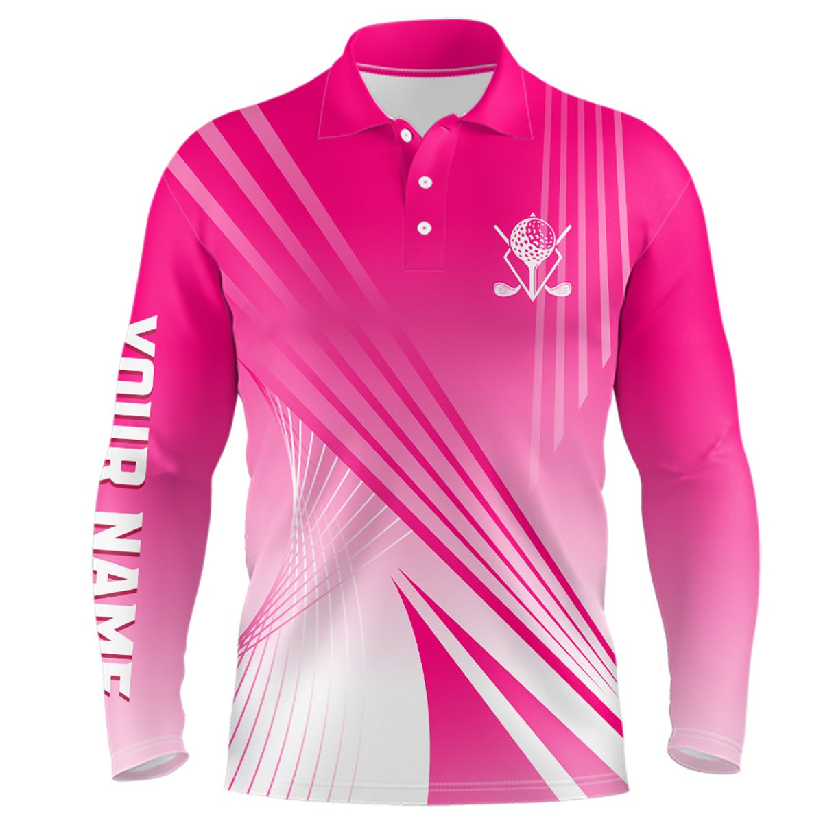 Herren Golf Polo Shirt in Pink-Weiß Gradient | Personalisierte Golfshirts mit individuellem Namen | Geschenk für Golfer | Maßgeschneiderte Golfbekleidung L1319 - Climcat