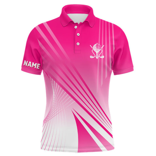 Herren Golf Polo Shirt in Pink-Weiß Gradient | Personalisierte Golfshirts mit individuellem Namen | Geschenk für Golfer | Maßgeschneiderte Golfbekleidung L1319 - Climcat