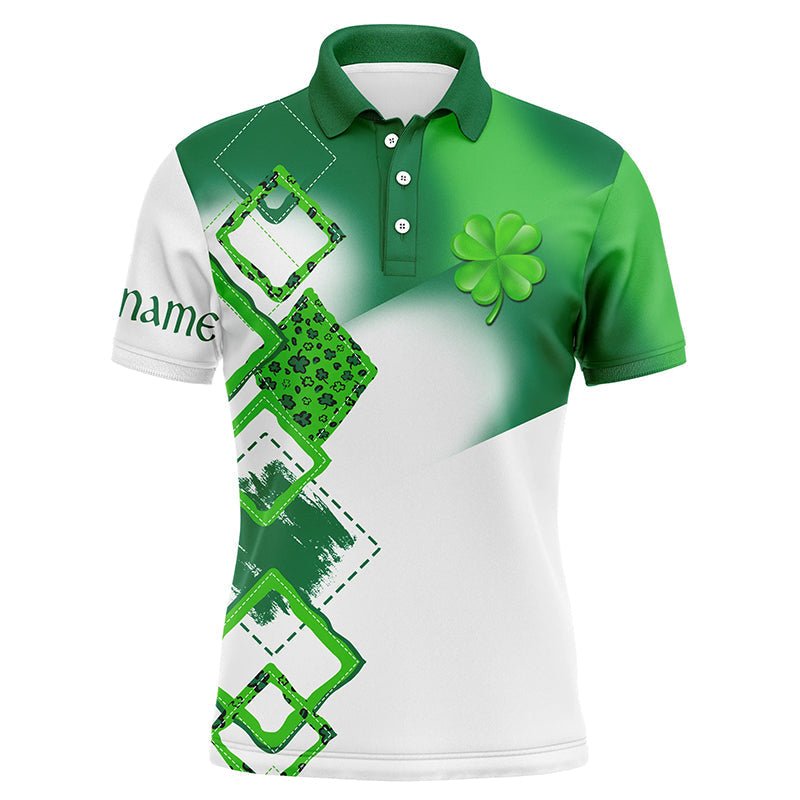 Herren Golf Polo Shirt mit individuellem Namen, grünem Kleeblatt und St. Patrick's Day Golfhemden, Golfgeschenke N4741 - Climcat