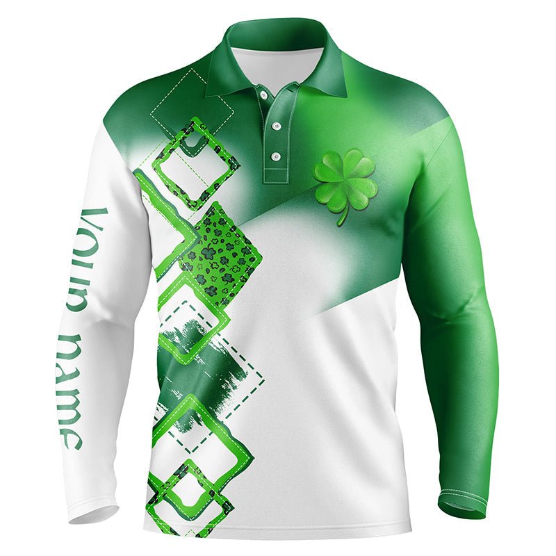 Herren Golf Polo Shirt mit individuellem Namen, grünem Kleeblatt und St. Patrick's Day Golfhemden, Golfgeschenke N4741 - Climcat