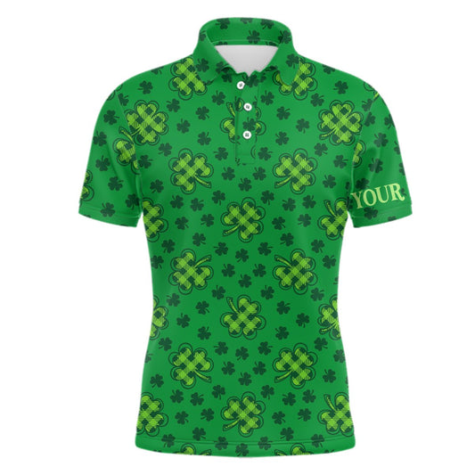 Herren Golf Polo Shirt mit Kleeblattmuster für St. Patrick's Day - Individuelle Golf Shirts für Männer - Golfgeschenke - LDT1261 L1261 - Climcat