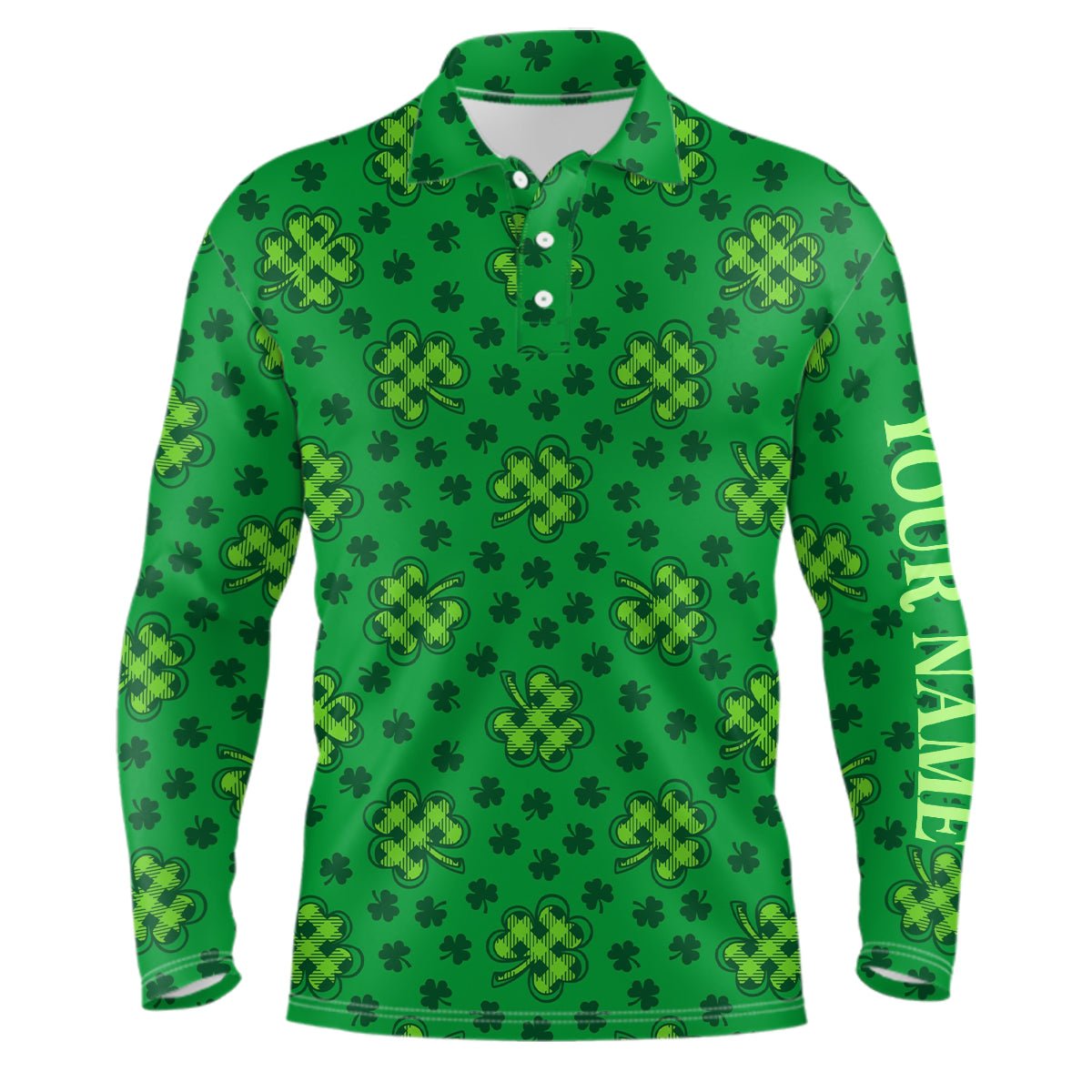 Herren Golf Polo Shirt mit Kleeblattmuster für St. Patrick's Day - Individuelle Golf Shirts für Männer - Golfgeschenke - LDT1261 L1261 - Climcat