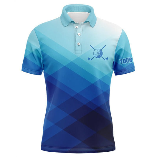 Herren Golf Polo Shirts Blau mit individuellem Muster, sportliche Golfbekleidung für Männer T113 - Climcat