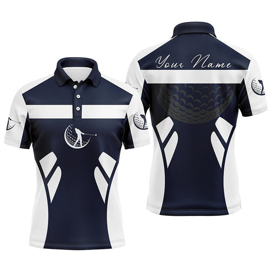 Herren Golf Polo Shirts in Blau, Marineblau und Weiß mit individuellem Namen - Stilvolle Golfgeschenke für Herren N7253 - Climcat