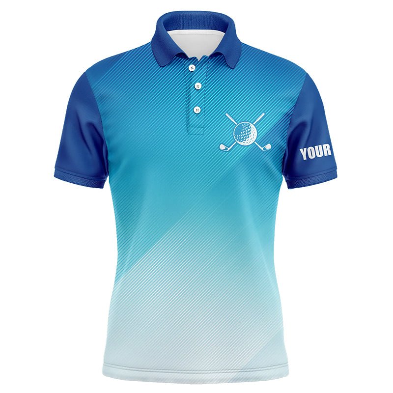 Herren Golf Polo Shirts in Blau mit individuellem Muster - Sportliche Golfbekleidung für Männer T111 - Climcat