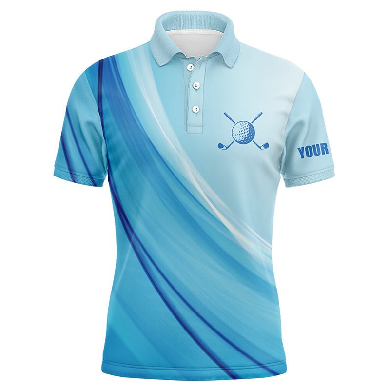 Herren Golf Polo Shirts in individuellem blauem Muster, sportliche Golfbekleidung für Männer. T112 - Climcat