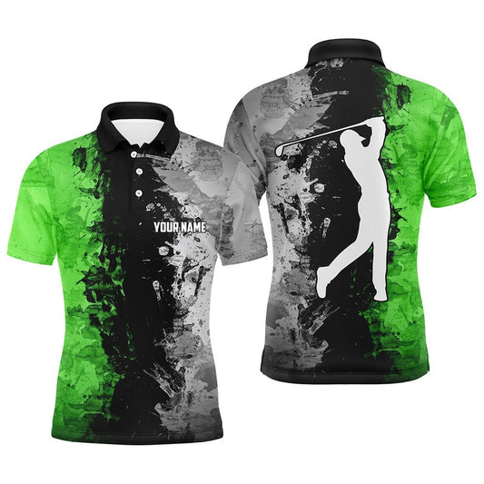 Herren Golf Polo Shirts individuell gestaltete grüne Tarnmuster Golf Tops für Herren, Golfbekleidung für Herren N7011 - Climcat