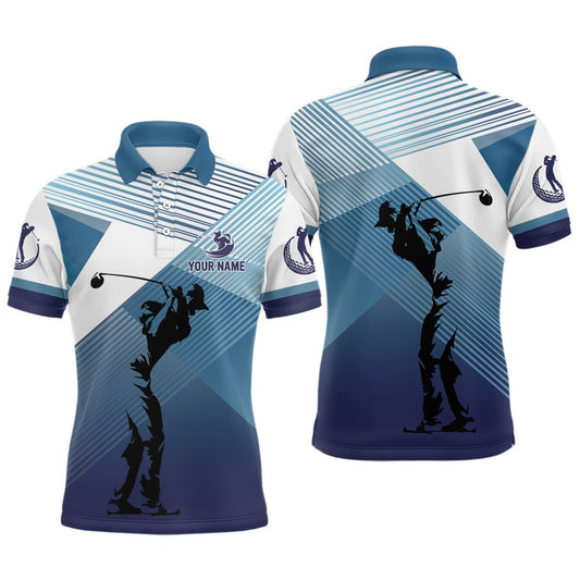 Herren Golf Polo Shirts - Individuelles Design mit abstraktem blauem Hintergrund - Team Golf Shirts, Golfoberteile für Männer N7075 - Climcat