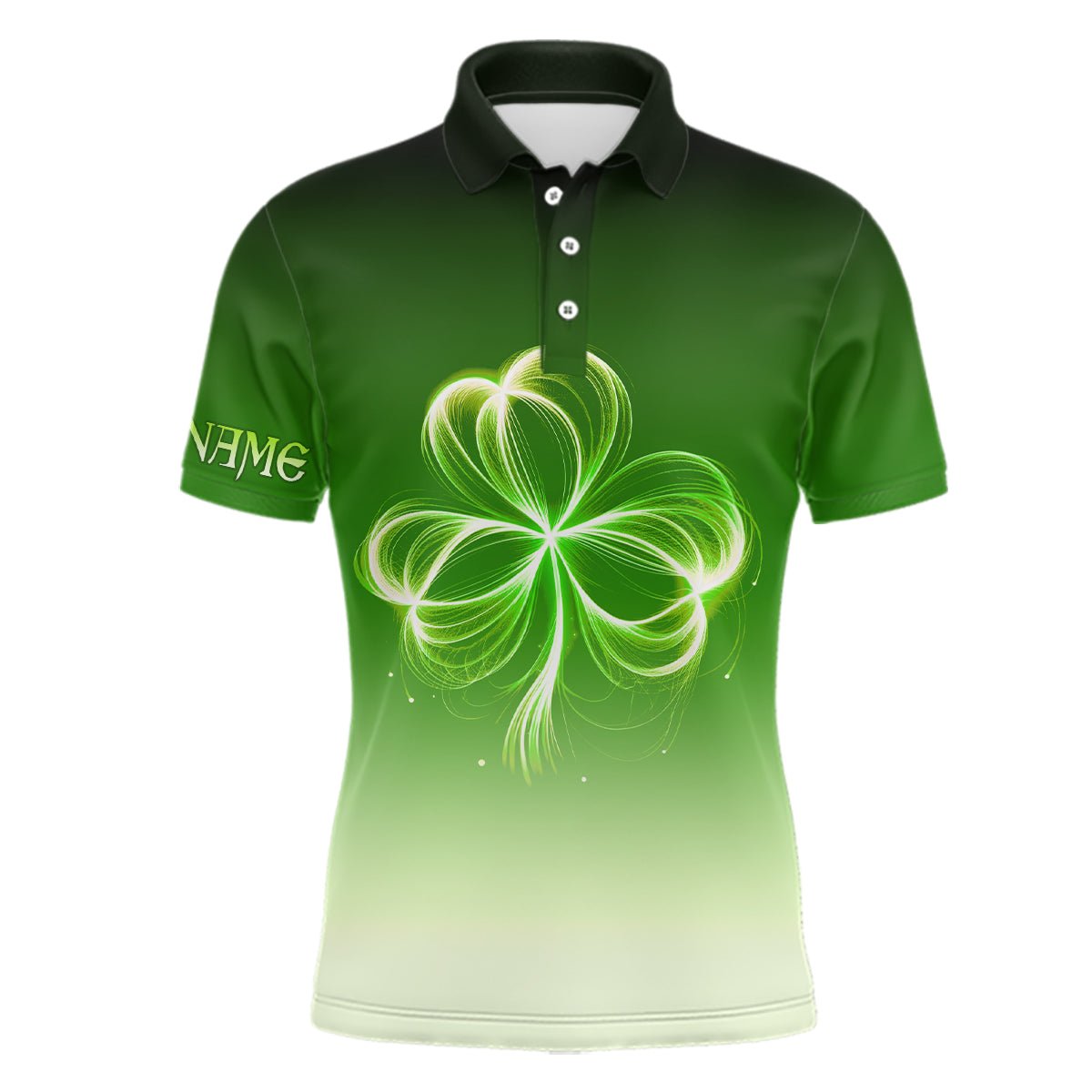 Herren Golf Polo Shirts individuelles grünes Farbverlauf Licht Kleeblatt St. Patrick's Day Golfbekleidung N7198 - Climcat