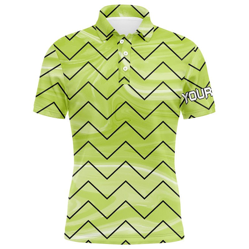 Herren Golf Polo Shirts mit individuellem grünem Streifenmuster, Golfbekleidung für Herren, Geschenke für Golfer N7137 - Climcat