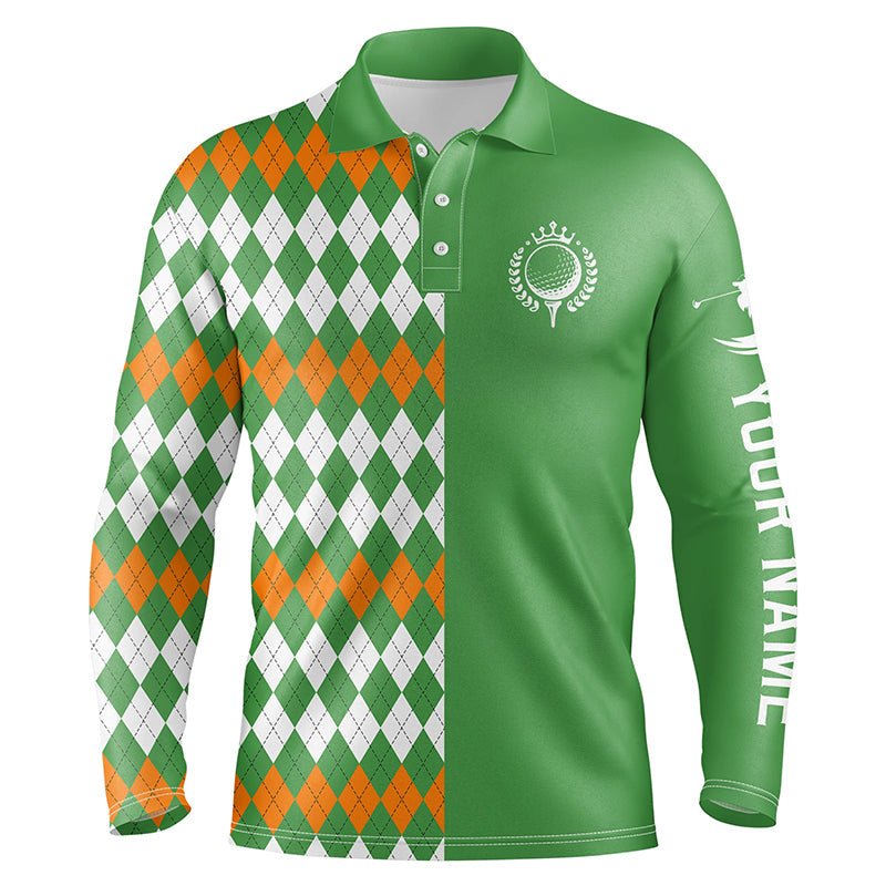 Herren Golf Polo Shirts mit individuellem St. Patrick's Day grünem Argyle-Karomuster Golfhemd, Golfgeschenke N4761 - Climcat