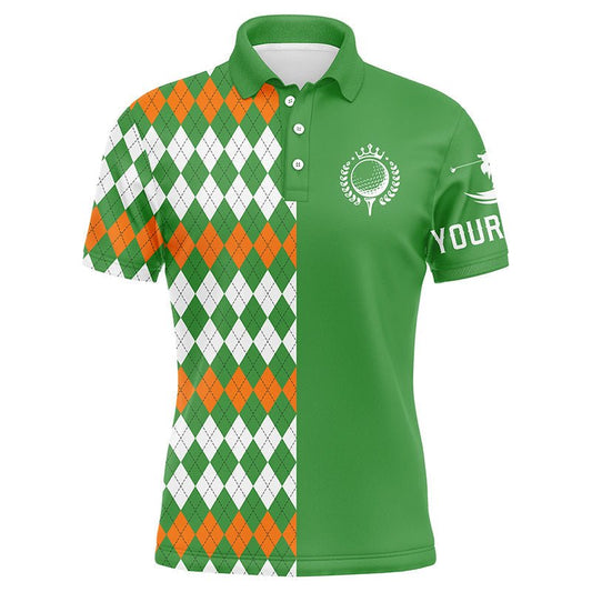 Herren Golf Polo Shirts mit individuellem St. Patrick's Day grünem Argyle-Karomuster Golfhemd, Golfgeschenke N4761 - Climcat