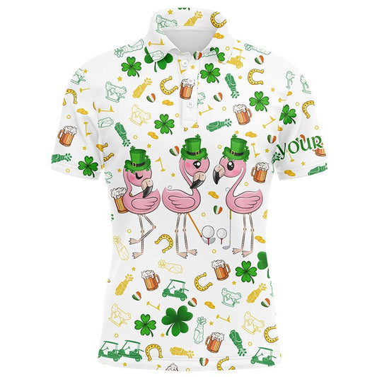 Herren Golf Polo Shirts mit individuellem St. Patrick's Day Muster - Flamingo Golf Polos - Golfbekleidung N7201 - Climcat