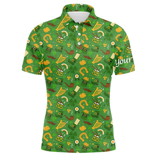 Herren Golf Polo Shirts St. Patrick's Day grünes Muster Golfshirts individuelle Team Golf Polos für Herren N4724 - Climcat