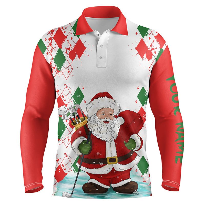 Herren Golf Polo Shirts Weihnachtsmann Golfer individueller Name Weihnachten Santa Golf, Weihnachtsgeschenke für Golf Liebhaber N4436 - Climcat