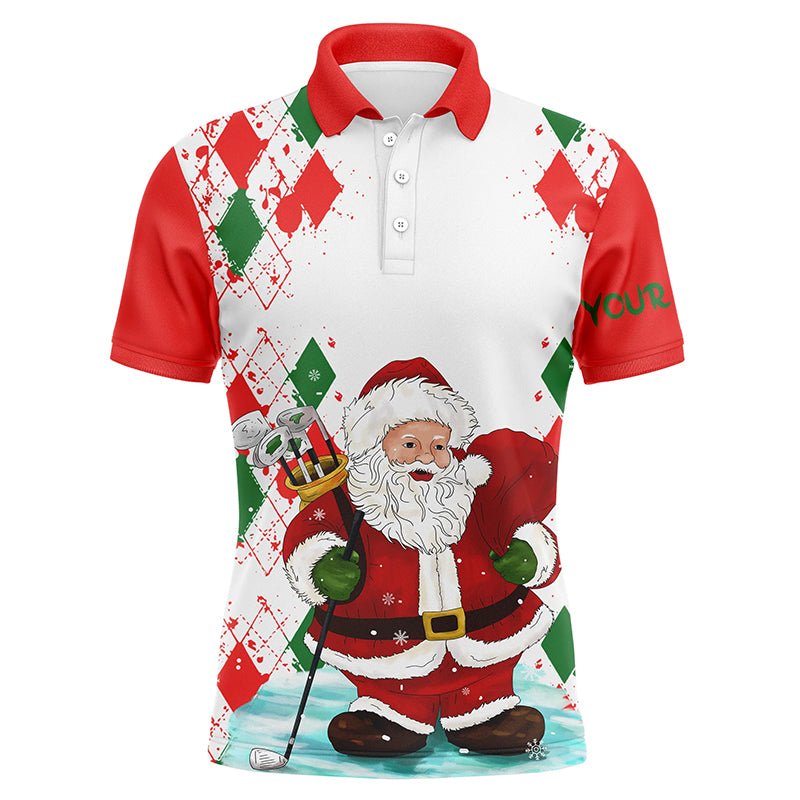 Herren Golf Polo Shirts Weihnachtsmann Golfer individueller Name Weihnachten Santa Golf, Weihnachtsgeschenke für Golf Liebhaber N4436 - Climcat