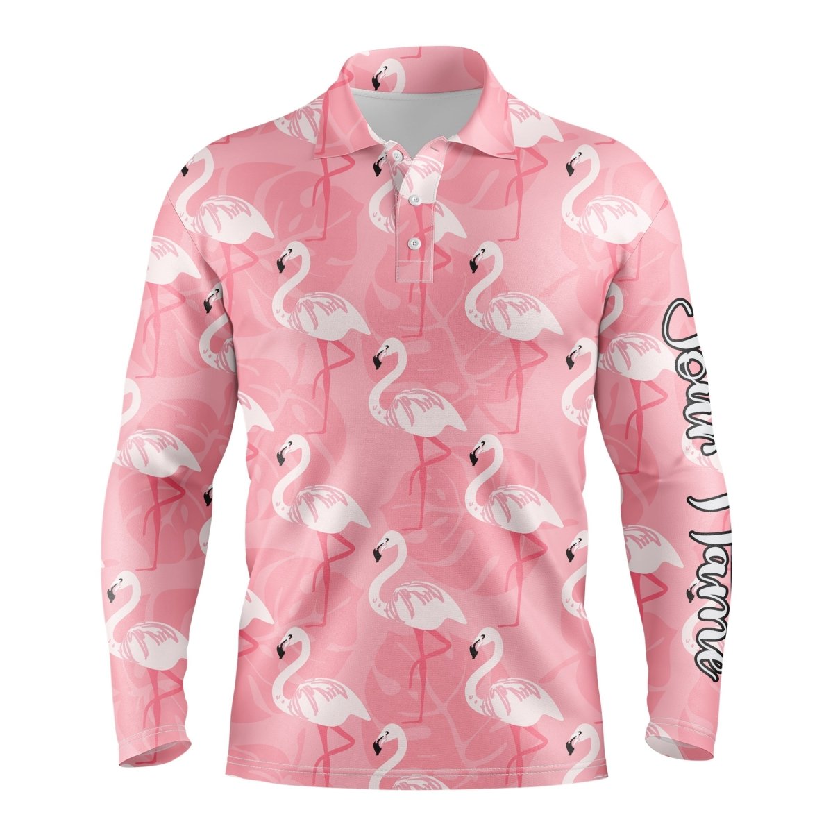 Herren Golf Polo UPF Shirts mit rosa Flamingo-Muster - Personalisierte Poloshirts als Geschenk für Männer N3695 - Climcat