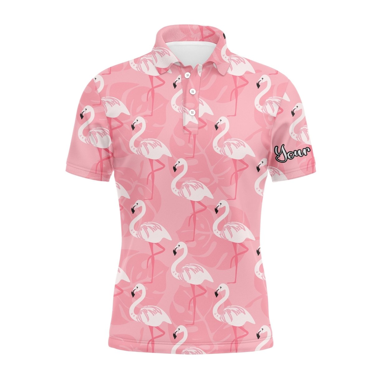 Herren Golf Polo UPF Shirts mit rosa Flamingo-Muster - Personalisierte Poloshirts als Geschenk für Männer N3695 - Climcat