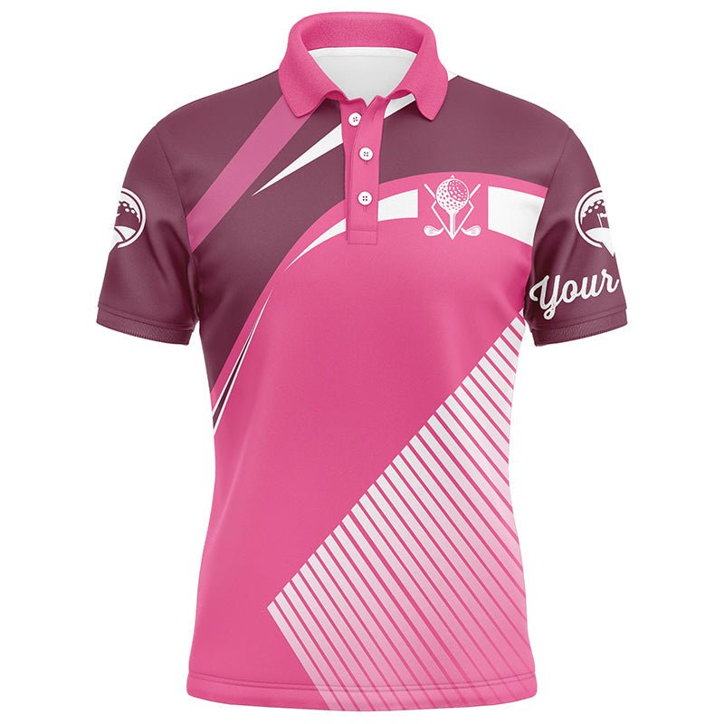 Herren Golf-Poloshirts in Pink, maßgeschneiderte Golfoberteile für Herren, personalisierte einzigartige Golfgeschenke N7128 - Climcat