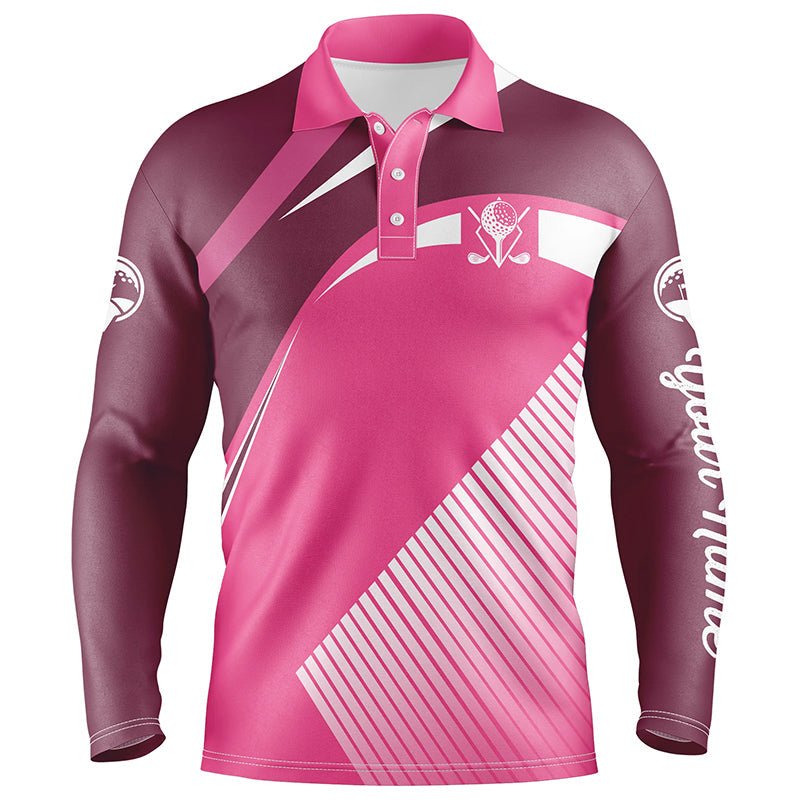 Herren Golf-Poloshirts in Pink, maßgeschneiderte Golfoberteile für Herren, personalisierte einzigartige Golfgeschenke N7128 - Climcat