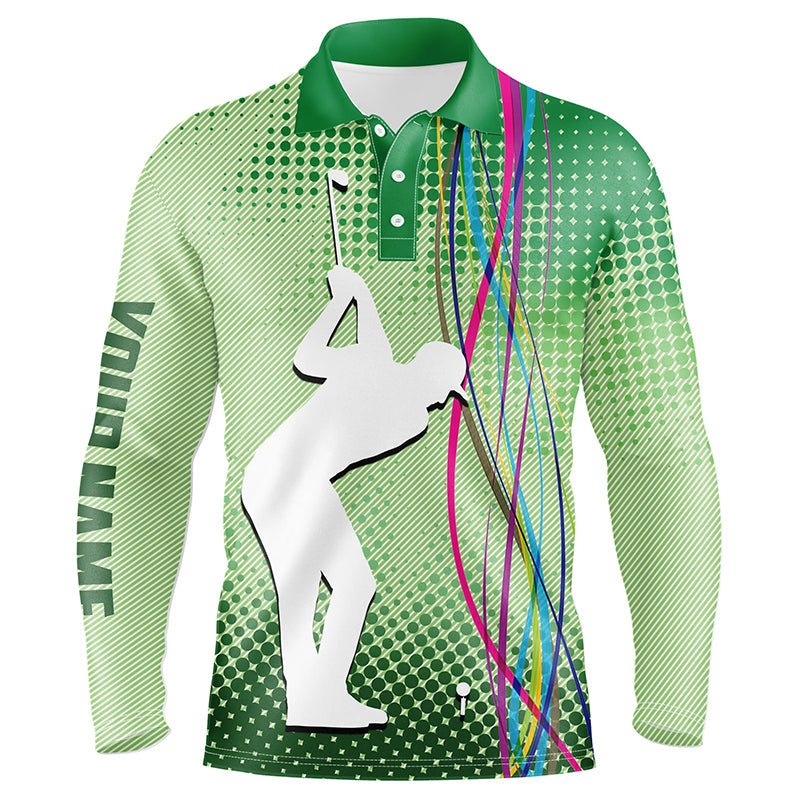 Herren Golf-Poloshirts mit grünem Muster, individuell gestaltete Herren Golfoberteile, coole Golfgeschenke für Männer N7385 - Climcat