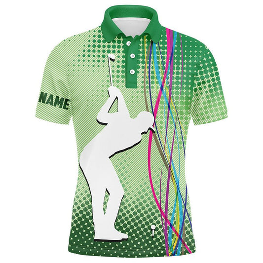 Herren Golf-Poloshirts mit grünem Muster, individuell gestaltete Herren Golfoberteile, coole Golfgeschenke für Männer N7385 - Climcat