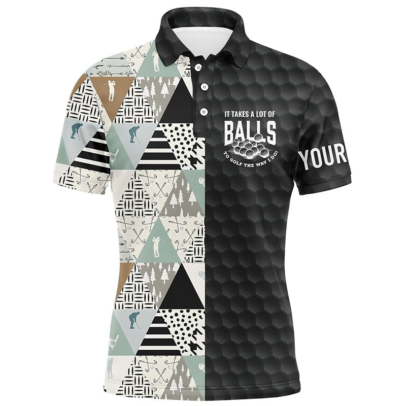 Hochwertiges Herren Golf Polo Shirt mit geometrischem Muster - Personalisierte Golfgeschenke für Männer L1049 - Climcat