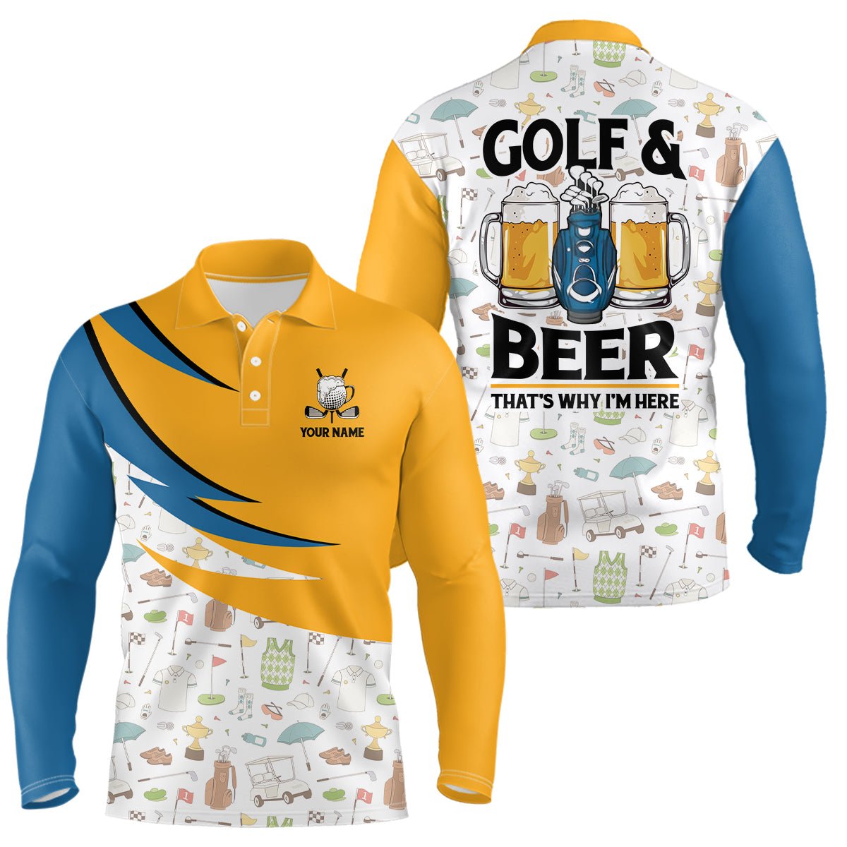 Hochwertiges Herren Polo-Shirt mit Golfmotiven - Perfekt für Golfliebhaber und Biergenießer L0471 - Climcat