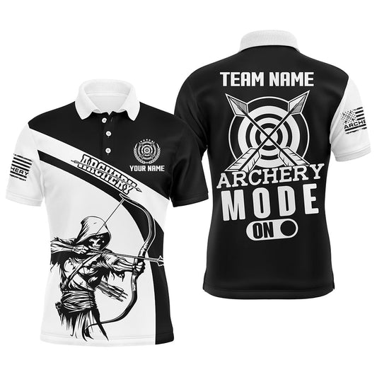 Individuell gestaltbares Poloshirt für Bogenschützen Herren & Damen - Personalisiert - Lustiges Motiv (Schwarzer Humor) - Schwarz Weiß - T1497 - Climcat