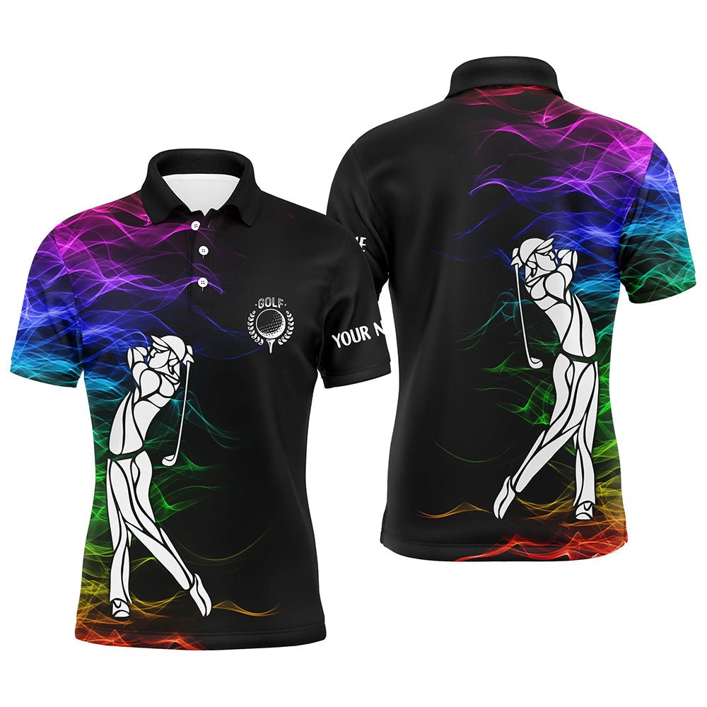 Individuell gestaltete bunte Regenbogenrauchmuster Herren Golf Polo Shirts | Maßgeschneiderte Golfoberteile für Herren N7262 - Climcat