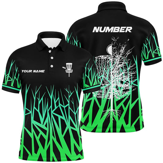 Individueller Disc Golf Korb Baum Grün Verlauf Herren Polo Shirt Disc Golf Shirts Für Männer Golfgeschenke L1059 - Climcat