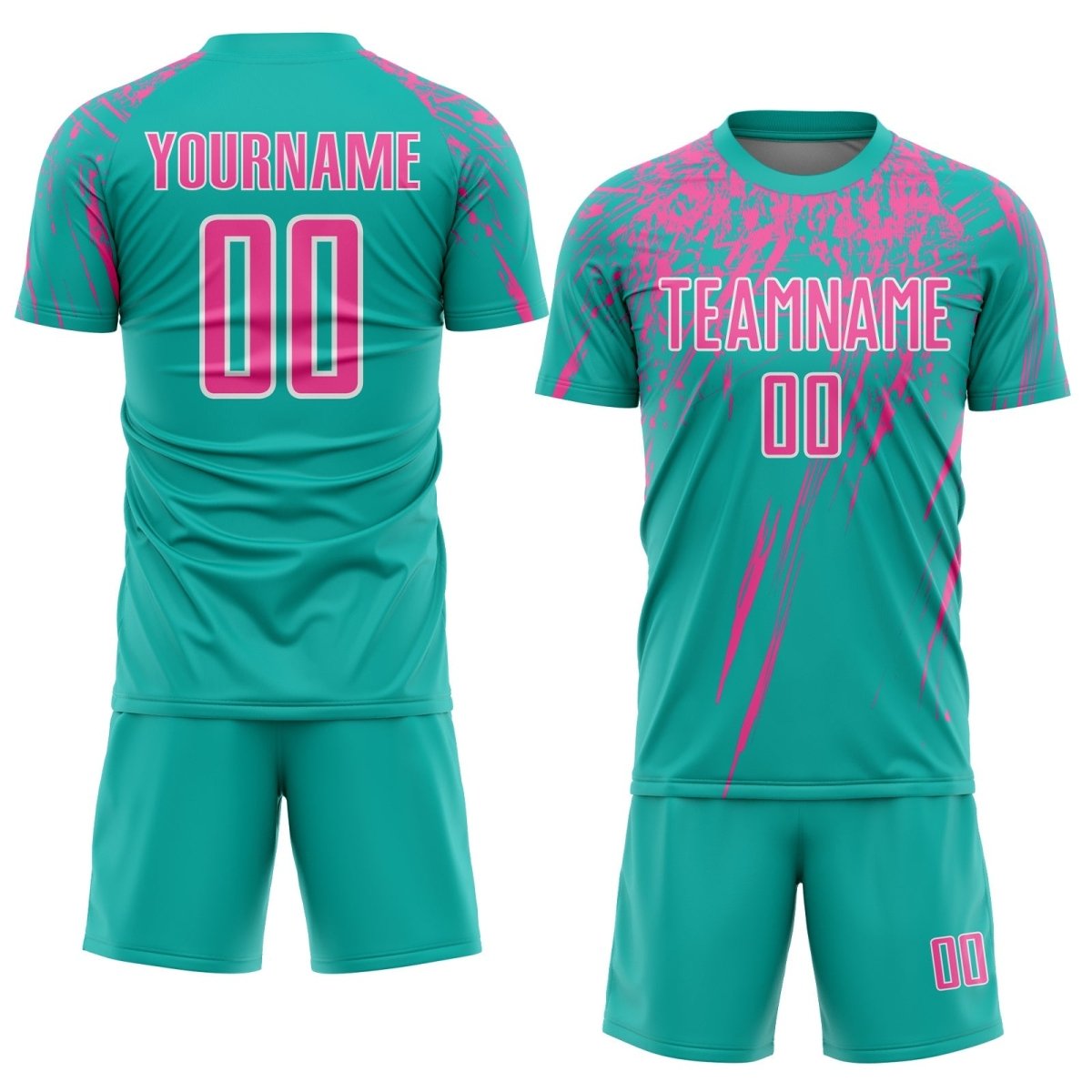 Individuelles Aqua Pink - Weiße Sublimations - Fußballtrikot P140 - Climcat
