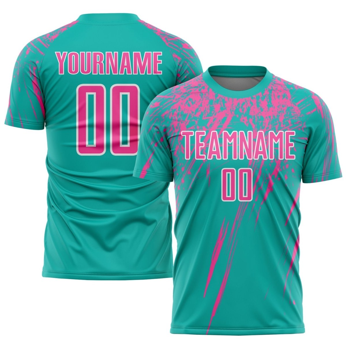 Individuelles Aqua Pink - Weiße Sublimations - Fußballtrikot P140 - Climcat