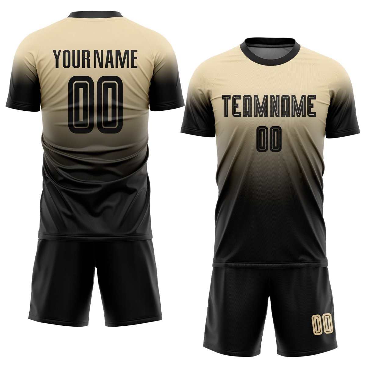 Individuelles Cream - Schwarz Sublimations - Fade Fußballtrikot N792 - Climcat