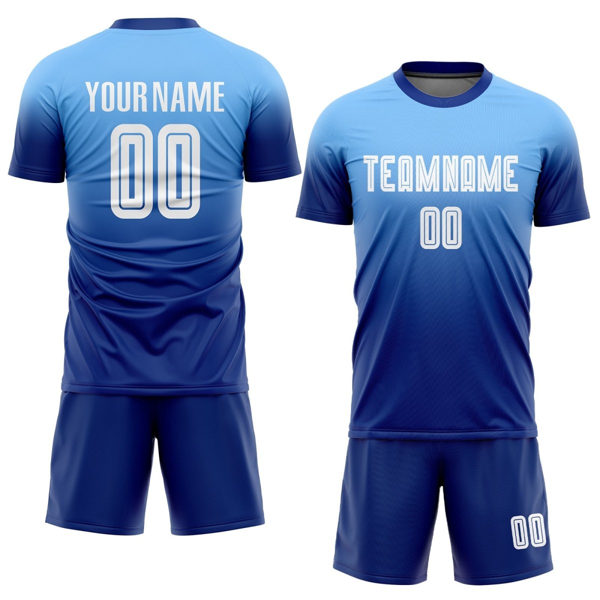 Individuelles hellblau - weiß - royales Sublimations - Fade - Fußballtrikot K862 - Climcat